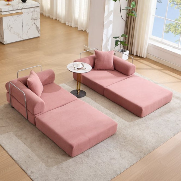 English Elm [new Arrived] Modular Corduroy Sofa Bed Four Sections Convertible Sleeper for Studio Apartments Pink W1628P360504