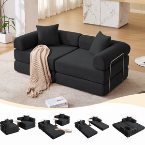 English Elm [new Arrived] Modular Corduroy Sofa Bed Four Sections Convertible Sleeper for Studio Apartments Black W1628P360505