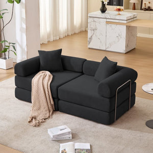 English Elm [new Arrived] Modular Corduroy Sofa Bed Four Sections Convertible Sleeper for Studio Apartments Black W1628P360505