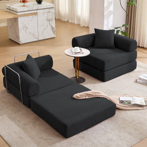 English Elm [new Arrived] Modular Corduroy Sofa Bed Four Sections Convertible Sleeper for Studio Apartments Black W1628P360505
