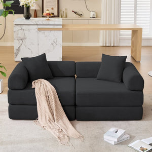 English Elm [new Arrived] Modular Corduroy Sofa Bed Four Sections Convertible Sleeper for Studio Apartments Black W1628P360505