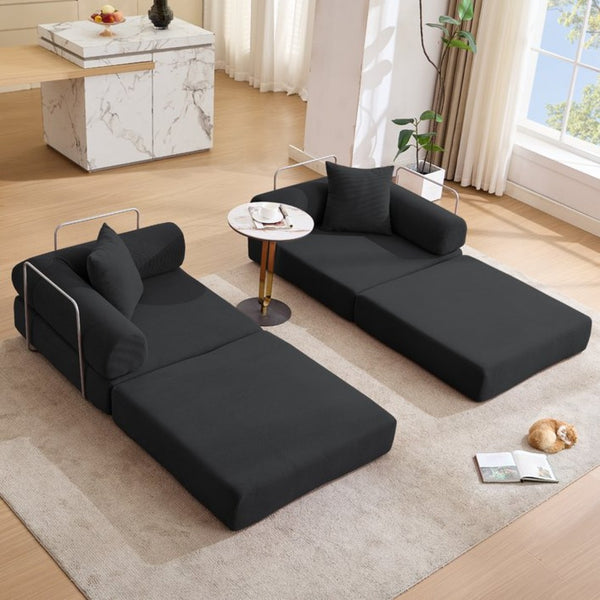 English Elm [new Arrived] Modular Corduroy Sofa Bed Four Sections Convertible Sleeper for Studio Apartments Black W1628P360505