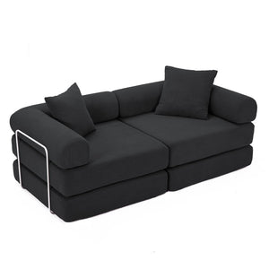 English Elm [new Arrived] Modular Corduroy Sofa Bed Four Sections Convertible Sleeper for Studio Apartments Black W1628P360505