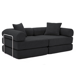 English Elm [new Arrived] Modular Corduroy Sofa Bed Four Sections Convertible Sleeper for Studio Apartments Black W1628P360505