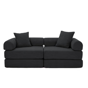 English Elm [new Arrived] Modular Corduroy Sofa Bed Four Sections Convertible Sleeper for Studio Apartments Black W1628P360505