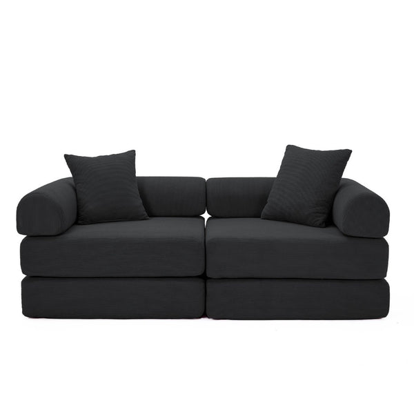 English Elm [new Arrived] Modular Corduroy Sofa Bed Four Sections Convertible Sleeper for Studio Apartments Black W1628P360505