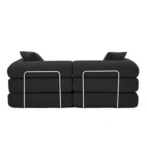 English Elm [new Arrived] Modular Corduroy Sofa Bed Four Sections Convertible Sleeper for Studio Apartments Black W1628P360505