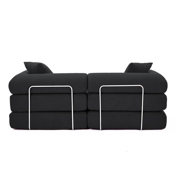 English Elm [new Arrived] Modular Corduroy Sofa Bed Four Sections Convertible Sleeper for Studio Apartments Black W1628P360505