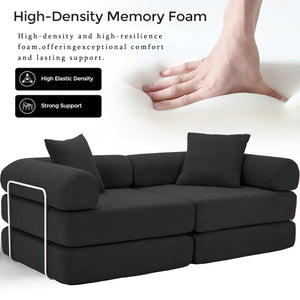 English Elm [new Arrived] Modular Corduroy Sofa Bed Four Sections Convertible Sleeper for Studio Apartments Black W1628P360505