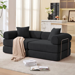English Elm [new Arrived] Modular Corduroy Sofa Bed Four Sections Convertible Sleeper for Studio Apartments Black W1628P360505