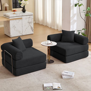 English Elm [new Arrived] Modular Corduroy Sofa Bed Four Sections Convertible Sleeper for Studio Apartments Black W1628P360505