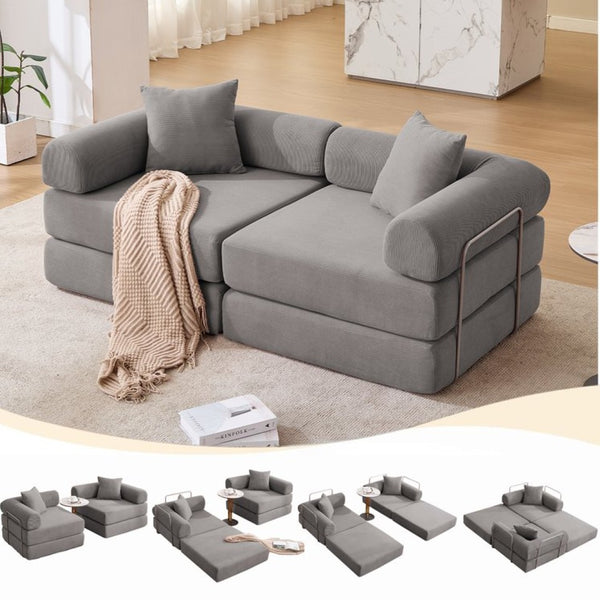 English Elm [new Arrived] Modular Corduroy Sofa Bed Four Sections Convertible Sleeper for Studio Apartments Dark Gray W1628P360506