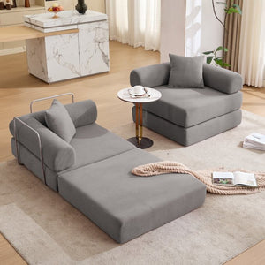 English Elm [new Arrived] Modular Corduroy Sofa Bed Four Sections Convertible Sleeper for Studio Apartments Dark Gray W1628P360506