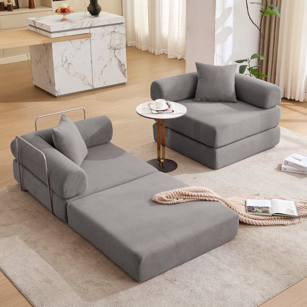 English Elm [new Arrived] Modular Corduroy Sofa Bed Four Sections Convertible Sleeper for Studio Apartments Dark Gray W1628P360506