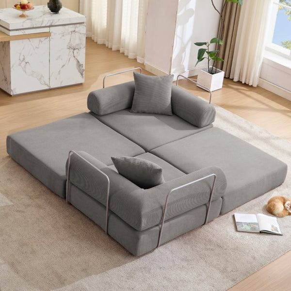 English Elm [new Arrived] Modular Corduroy Sofa Bed Four Sections Convertible Sleeper for Studio Apartments Dark Gray W1628P360506