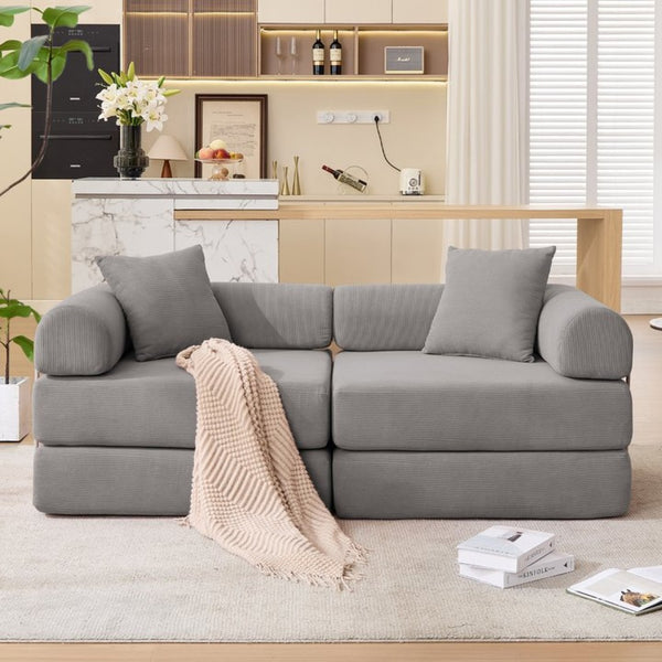 English Elm [new Arrived] Modular Corduroy Sofa Bed Four Sections Convertible Sleeper for Studio Apartments Dark Gray W1628P360506