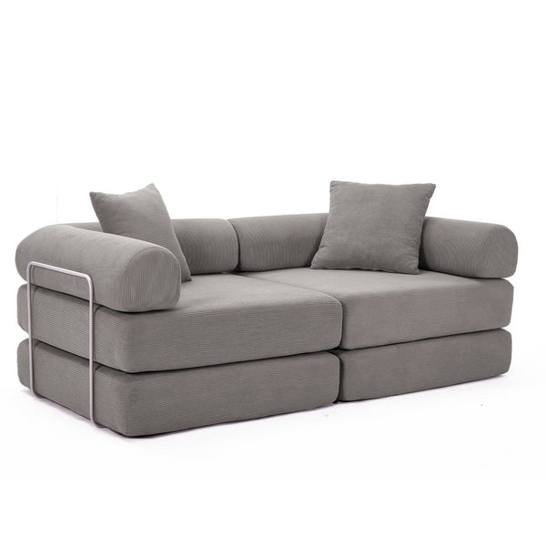 English Elm [new Arrived] Modular Corduroy Sofa Bed Four Sections Convertible Sleeper for Studio Apartments Dark Gray W1628P360506