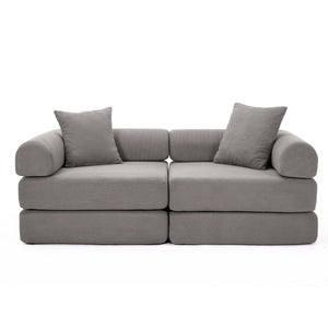 English Elm [new Arrived] Modular Corduroy Sofa Bed Four Sections Convertible Sleeper for Studio Apartments Dark Gray W1628P360506