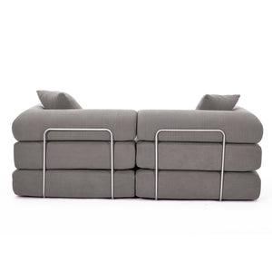 English Elm [new Arrived] Modular Corduroy Sofa Bed Four Sections Convertible Sleeper for Studio Apartments Dark Gray W1628P360506