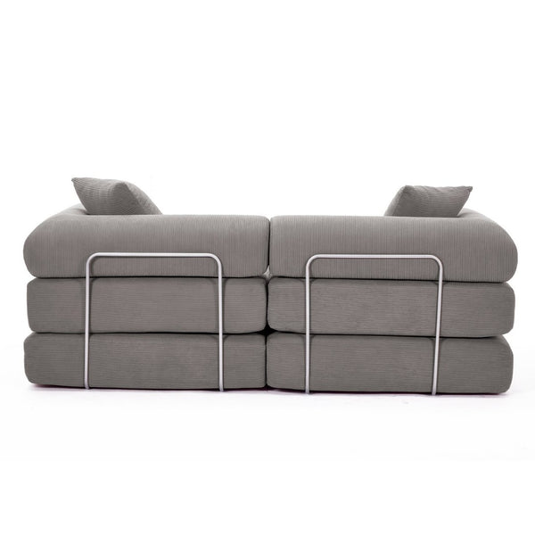 English Elm [new Arrived] Modular Corduroy Sofa Bed Four Sections Convertible Sleeper for Studio Apartments Dark Gray W1628P360506