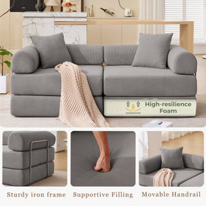 English Elm [new Arrived] Modular Corduroy Sofa Bed Four Sections Convertible Sleeper for Studio Apartments Dark Gray W1628P360506