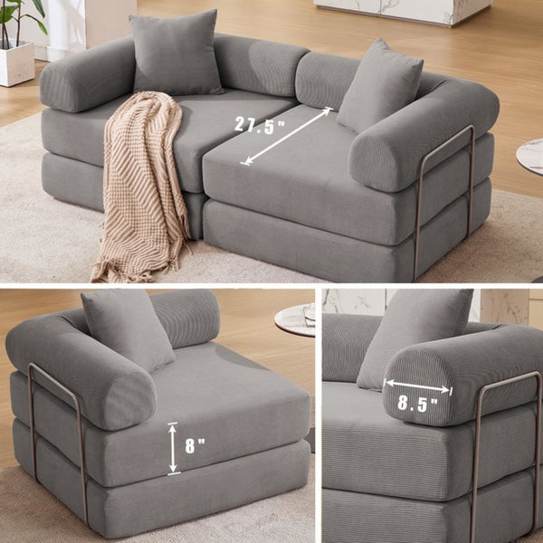 English Elm [new Arrived] Modular Corduroy Sofa Bed Four Sections Convertible Sleeper for Studio Apartments Dark Gray W1628P360506
