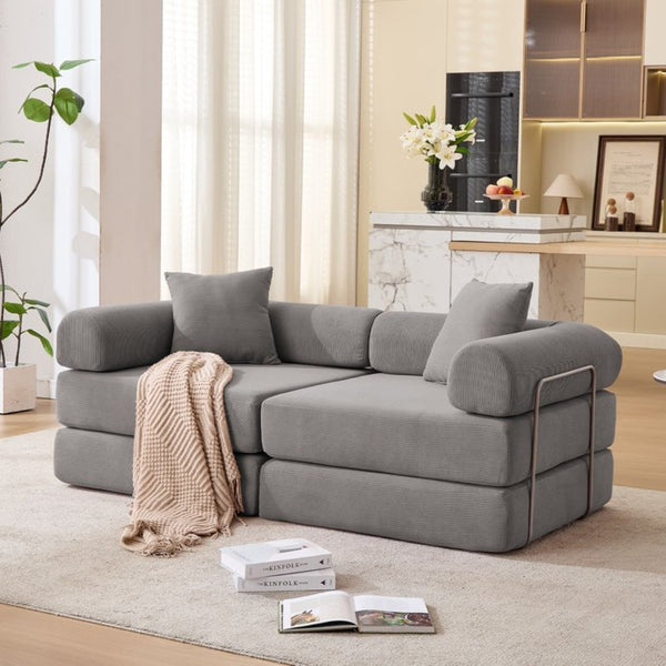 English Elm [new Arrived] Modular Corduroy Sofa Bed Four Sections Convertible Sleeper for Studio Apartments Dark Gray W1628P360506