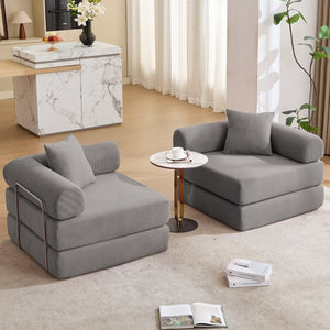 English Elm [new Arrived] Modular Corduroy Sofa Bed Four Sections Convertible Sleeper for Studio Apartments Dark Gray W1628P360506