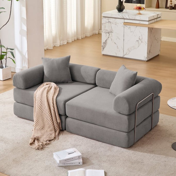 English Elm [new Arrived] Modular Corduroy Sofa Bed Four Sections Convertible Sleeper for Studio Apartments Dark Gray W1628P360506