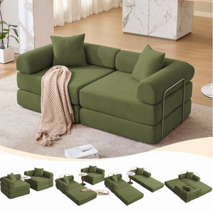 English Elm [new Arrived] Modular Corduroy Sofa Bed Four Sections Convertible Sleeper for Studio Apartments Green W1628P360507