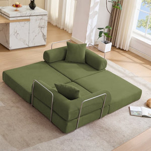 English Elm [new Arrived] Modular Corduroy Sofa Bed Four Sections Convertible Sleeper for Studio Apartments Green W1628P360507