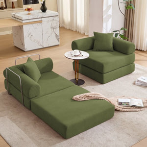 English Elm [new Arrived] Modular Corduroy Sofa Bed Four Sections Convertible Sleeper for Studio Apartments Green W1628P360507