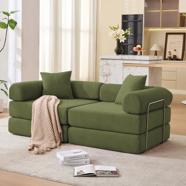 English Elm [new Arrived] Modular Corduroy Sofa Bed Four Sections Convertible Sleeper for Studio Apartments Green W1628P360507