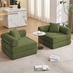 English Elm [new Arrived] Modular Corduroy Sofa Bed Four Sections Convertible Sleeper for Studio Apartments Green W1628P360507