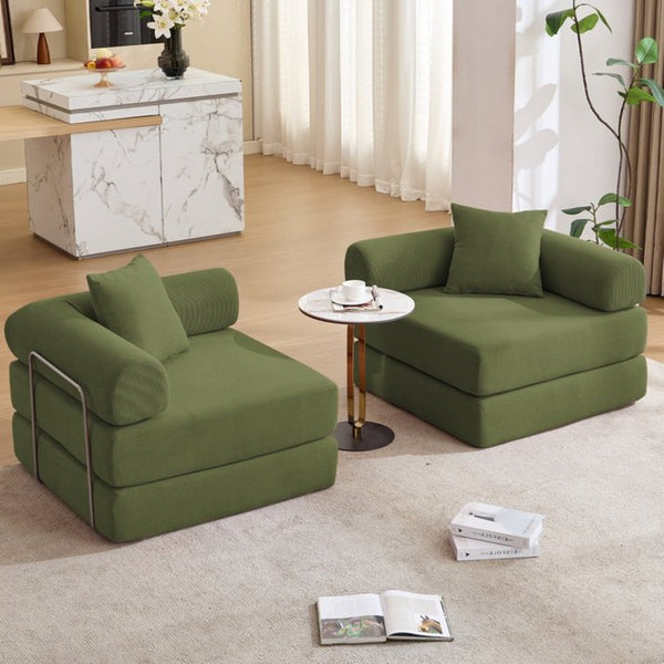 English Elm [new Arrived] Modular Corduroy Sofa Bed Four Sections Convertible Sleeper for Studio Apartments Green W1628P360507