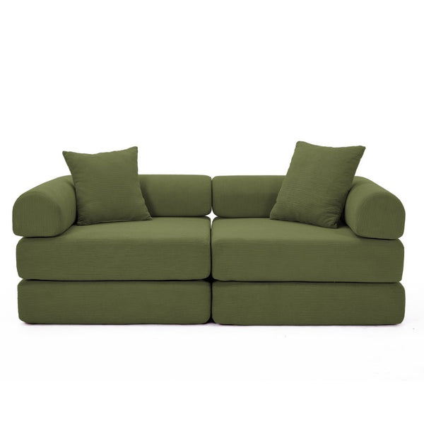 English Elm [new Arrived] Modular Corduroy Sofa Bed Four Sections Convertible Sleeper for Studio Apartments Green W1628P360507