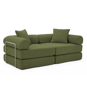 English Elm [new Arrived] Modular Corduroy Sofa Bed Four Sections Convertible Sleeper for Studio Apartments Green W1628P360507