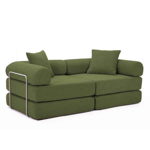 English Elm [new Arrived] Modular Corduroy Sofa Bed Four Sections Convertible Sleeper for Studio Apartments Green W1628P360507