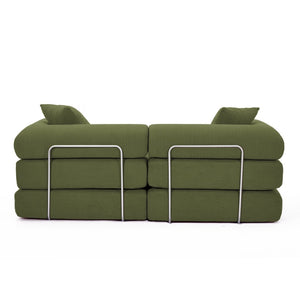 English Elm [new Arrived] Modular Corduroy Sofa Bed Four Sections Convertible Sleeper for Studio Apartments Green W1628P360507