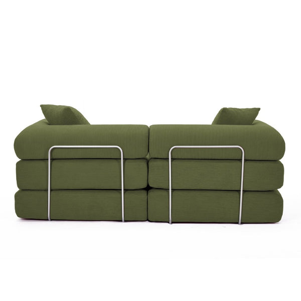 English Elm [new Arrived] Modular Corduroy Sofa Bed Four Sections Convertible Sleeper for Studio Apartments Green W1628P360507