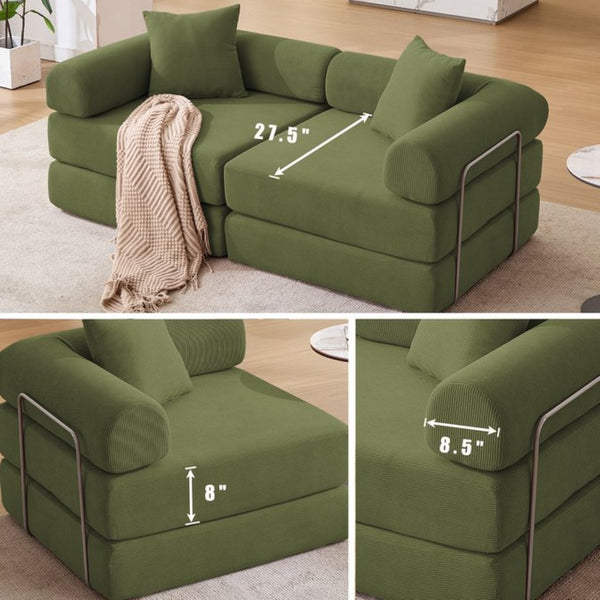 English Elm [new Arrived] Modular Corduroy Sofa Bed Four Sections Convertible Sleeper for Studio Apartments Green W1628P360507