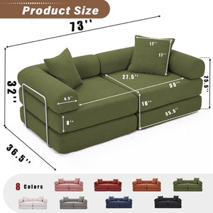 English Elm [new Arrived] Modular Corduroy Sofa Bed Four Sections Convertible Sleeper for Studio Apartments Green W1628P360507