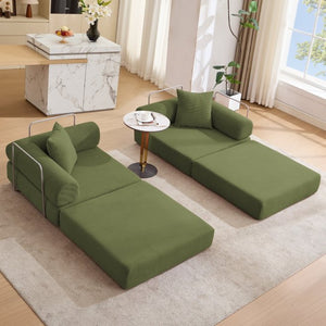 English Elm [new Arrived] Modular Corduroy Sofa Bed Four Sections Convertible Sleeper for Studio Apartments Green W1628P360507