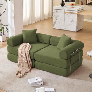 English Elm [new Arrived] Modular Corduroy Sofa Bed Four Sections Convertible Sleeper for Studio Apartments Green W1628P360507