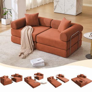English Elm [new Arrived] Modular Corduroy Sofa Bed Four Sections Convertible Sleeper for Studio Apartments Orange W1628P360508