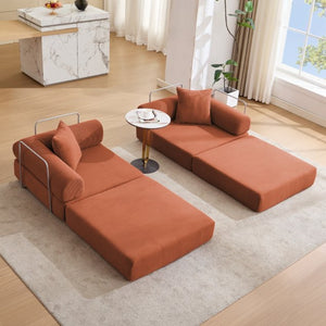 English Elm [new Arrived] Modular Corduroy Sofa Bed Four Sections Convertible Sleeper for Studio Apartments Orange W1628P360508
