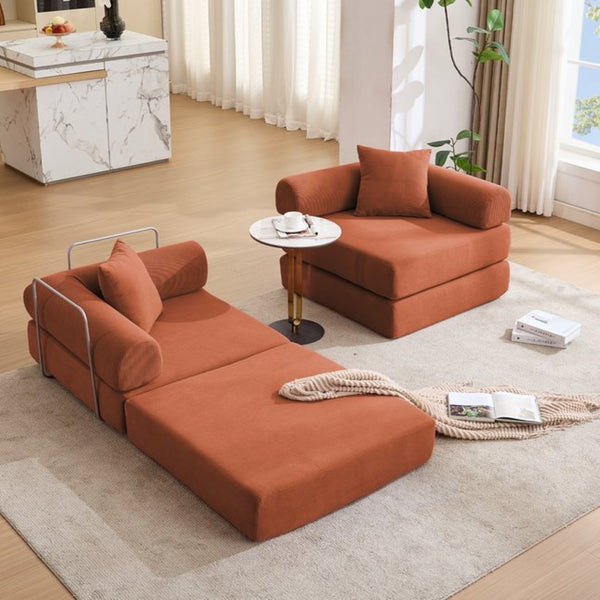 English Elm [new Arrived] Modular Corduroy Sofa Bed Four Sections Convertible Sleeper for Studio Apartments Orange W1628P360508