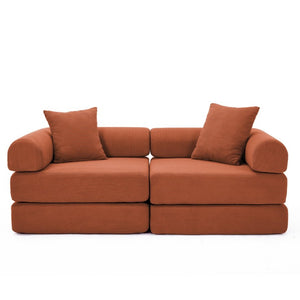 English Elm [new Arrived] Modular Corduroy Sofa Bed Four Sections Convertible Sleeper for Studio Apartments Orange W1628P360508