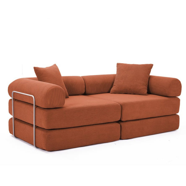 English Elm [new Arrived] Modular Corduroy Sofa Bed Four Sections Convertible Sleeper for Studio Apartments Orange W1628P360508