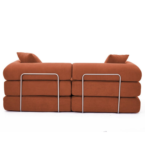 English Elm [new Arrived] Modular Corduroy Sofa Bed Four Sections Convertible Sleeper for Studio Apartments Orange W1628P360508